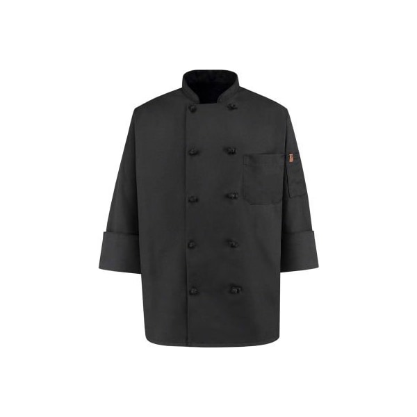 Vf Imagewear Chef Designs 10 Button-Front Chef Coat, Knot Buttons, Black, Spun Polyester, 5XL 0427BKRG5XL - main